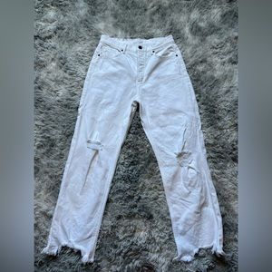 White baggy ripped loft jeans